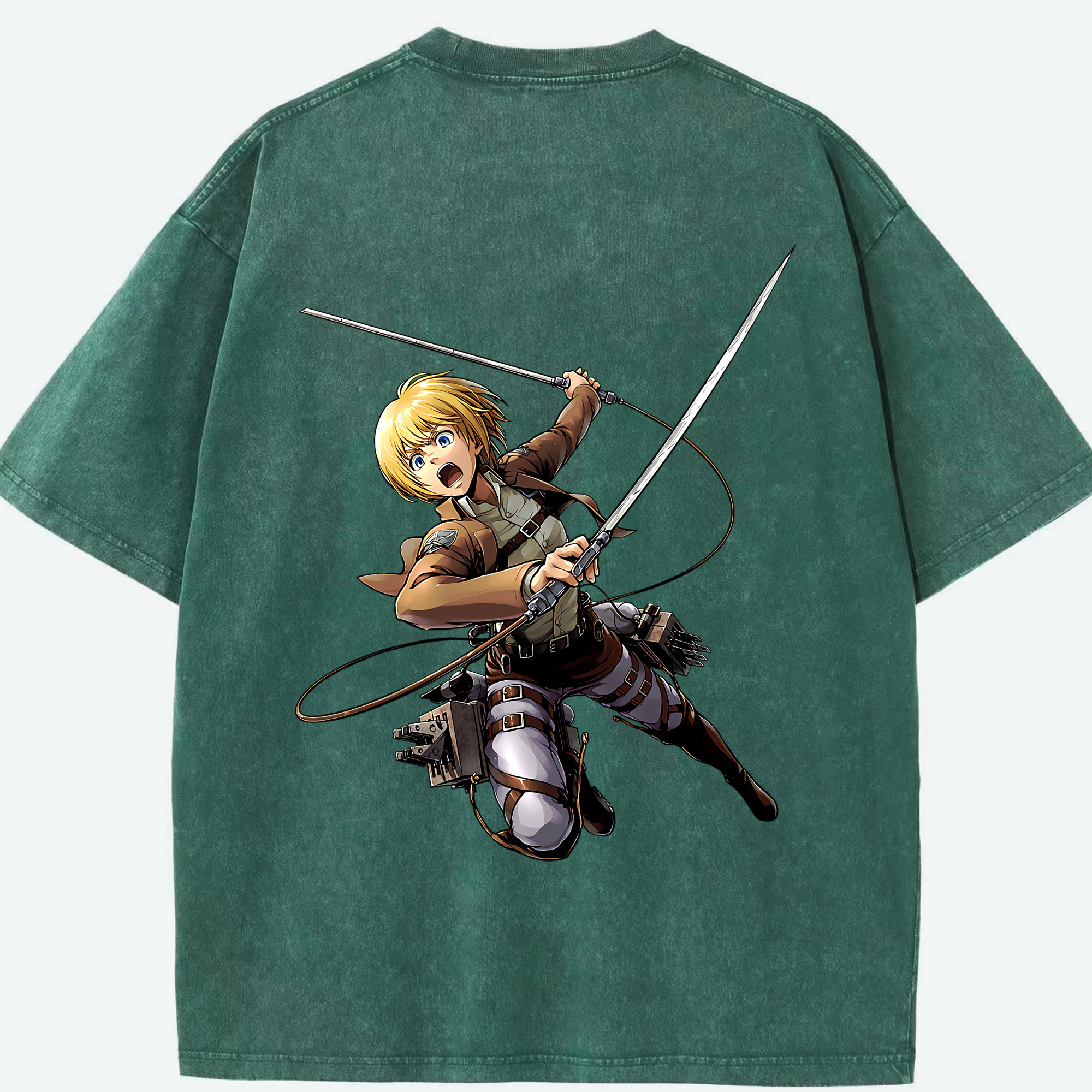（画像用） 進撃の巨人 アルミン·アルレルト Attack on Titan Armin Arlert 綿100% ヴィンテージ風 半袖Tシャツ（背面プリント）
